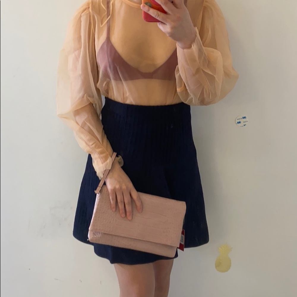 Kelly & Katie pink faux croc clutch